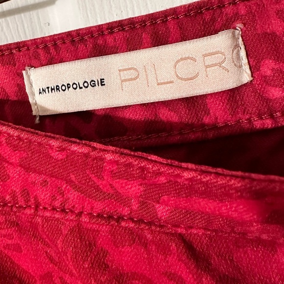 PILCRO Anthropologie Flocked High Rise Leggings size 28 Cranberry PRISTINE - Picture 6 of 12